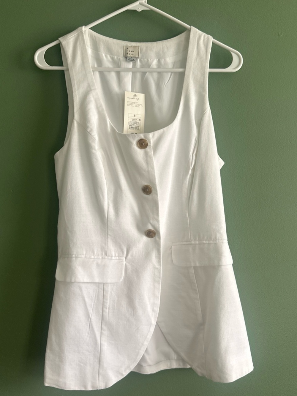 a new day White Sleeveless Button-Front Mini Dress